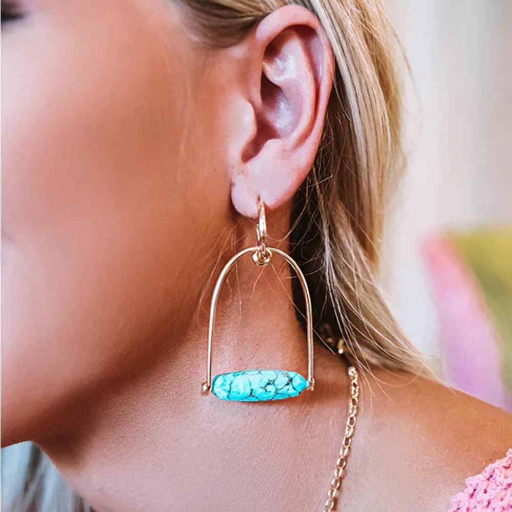 Kendra Scott Turquoise drop earrings. NWOT. - Picture 2 of 2